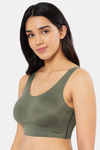 Amante Double Layered Non Wired Full Coverage Cami Bra - Slate Green — thumbnail 3